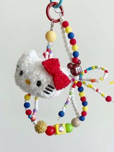 สายคล้องโทรศัพท์ลายเฮลโลคิตตี้ 1/3 ชิ้น พร้อมโบว์ประดับลูกปัด น่ารัก ลายการ์ตูนแมว สีสันสดใส สำหรับผู้หญิง อุปกรณ์เสริมสำหรับสมาร์ทโฟน