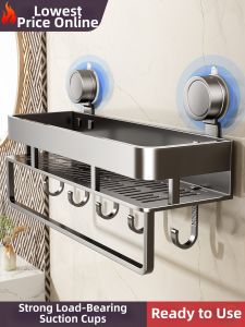 Wall-mounted No-drilling Bathroom Storage Rack
