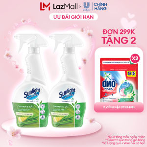 Combo 2 Nước lau đa năng Sunlight Chanh & Sả|Phiên bản nâng cấp từ Cif|Sạch bóng kin kít không nhờn rít|Chai 500ml