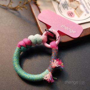 ZHENGEGE | Stylish Colorful Woven Cotton Mobile Phone Lanyard
