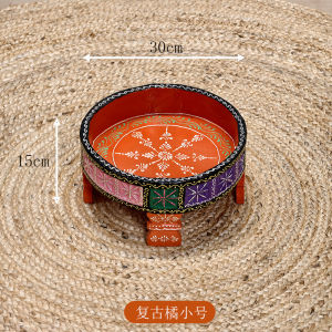 Hand-Painted Solid Wood Tatami Coffee Table for Balcony Window Seat Living Room Small Tea Table round Fruit Tray Tea Table