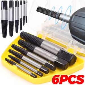 6PCS Damaged Screw Extractor Drill Bit Guide Set Stripped Screw Extractor Kit Broken Bolt Extractor Speed Easy Out Drill Tool
