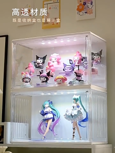 Led Popmart Display Box Acrylic Display Case With Light Labubu Display Stand Figurine Organiser