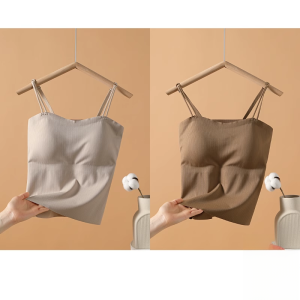 ZISU | Ice Silk Seamless Strap Vest Womens Chest Pad Beautiful Back Underwear Spring Summer New Base Layer Matching Tube Top Shirt