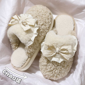 Dép Cotton Có Nơ Cho Nữ Dép Đi Trong Nhà Ấm Áp Chống Trượt Đế Mềm Mùa Thu Đông 2025 Dép Cotton Cho Bà Bầu