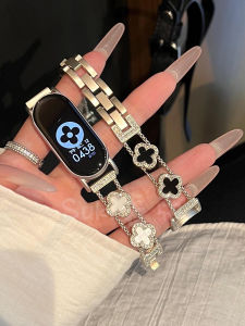 สายนาฬิกาข้อมือ Mi Band 10 โลหะ รุ่น NFC สำหรับผู้หญิง สายนาฬิกาข้อมือแบบเล็กหรูหรา สายรัดข้อมือ 4 ใบ สายรัดข้อมือแบบพกพา