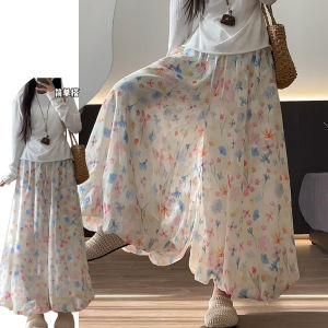 Váy Midi Họa Tiết Hoa Nhiều Màu Mùa Hè Cho Nữ Quần Dài Ống Rộng Cạp Cao Dáng Rộng Thoải Mái Đa Năng Phong Cách Pháp Giảm Tuổi