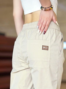 Mens Casual Loose Straight Leg Pants Elastic Fashionable Autumn Spring High Waist Zipper Closure Business Casual Polyester