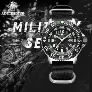 ADDIESDIVE Fashion Mens Analog Watches 50m Waterproof Luminous Tube Nylon Sports Men Military Wristwatches Quartz Watch For Men