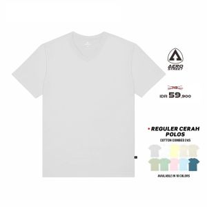 Aerostreet T Shirt Reguler V Neck Polos Cerah Kaos T-Shirt KBVAA
