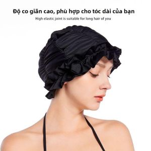 Keluojing | Mũ Bơi Thời Trang Nếp Ly cho Tóc Dài