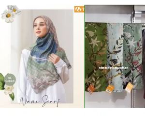 JILBAB NIBRAS NAMI SCARF KERUDUNG SEGI EMPAT VOAL MOTIF NIBRAS HIJAB