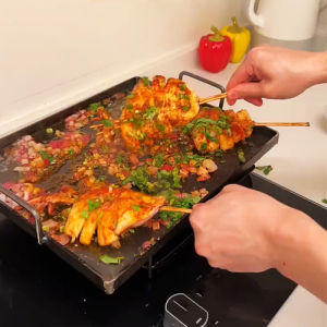 Thickened Iron Pan Rectangular BBQ Grill Dish Flat Bottom Pan Special Home Use Kitchen Cooking Utensils Baking Tools