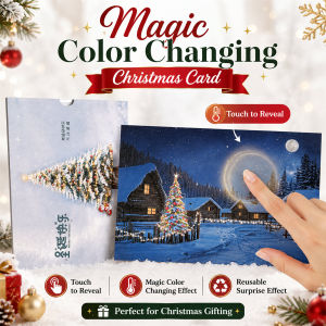 Temperature Color Changing Christmas Card Magic Greeting Card Interactive Holiday Gift With Hidden Surprise Design Scene Reusable Christmas Gift For Family Friends