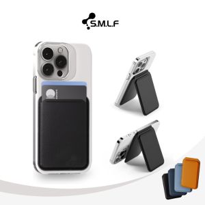 SMLF Magsafe ขาตั้งกระเป๋าสตางค์พร้อมมุมปรับได้ใช้ได้กับ iPhone 15/14/13/12ซีรีส์หนังสำหรับผู้ไม่นิยมเนื้อสัตว์ที่ยึดเคสโทรศัพท์มือถือโทรศัพท์มือถือกับหน้าต่าง ID ป้องกัน RFID สีดำสีน้ำตาลสีฟ้า