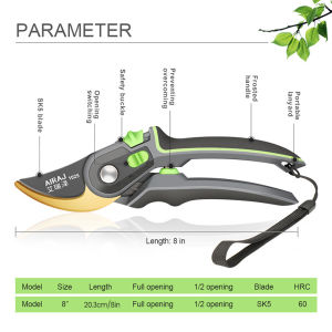 AIRAJ Pruning Shears Full Category Multi-gear Adjustment Large Opening Super Sharp Manual Trimmer Professional Garden Shears