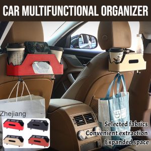 Car Multifunctional Organizer Car Back Space Saving Cup Holder Car Seat Back Organizer Storage Headrest Hook Hanger Microfiber Leather