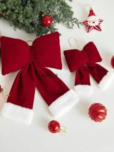 Christmas Wine Red Butterfly Store Window Knot Velvet Decoration Christmas Tree Fabric Pendant Shopping Mall Atmosphere Layout