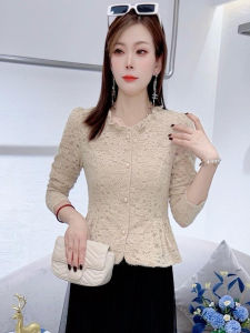 Slimming Effect Lace Top Womens Fashionable Luxury Style Long Sleeve Base Shirt Trendy Versatile Slim Fit Autumn 2025