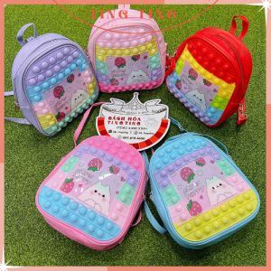 Balo Pop it hình lạc đà Alpaca đáng yêu cho bé Balo đi chơi trẻ em thiết kế nhấn bong bóng size 22*19*7cm _ TingTing