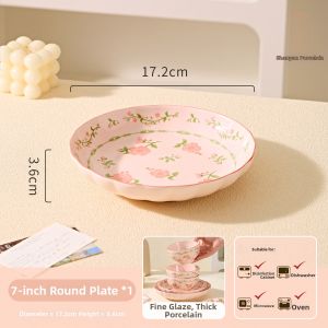 Household Pink Ceramic Dinnerware Set High Beauty Underglaze Colored