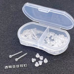 Invisible Transparent Plastic Ear Studs for Women Students Ear Clogs Prevention Ear Needles Sterile Rods Fashion Jewelry