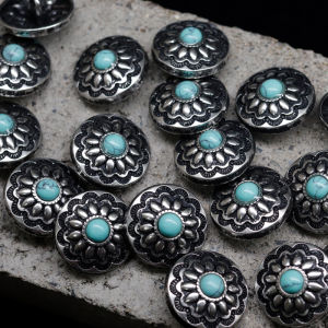 กระดุมซิลิคอนอัลลอย์ขนาด 23 มม. ลายดอกกุหลาบสไตล์ย้อนยุคสำหรับเสื้อแจ็คเก็ตแบบสวมหนังสไตล์อเมริกัน