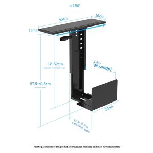 Modern Simplicity Computer Host Stand Slide Rail Suspension Office Desk Metal Bracket Adjustable Height Desk Mount Holder