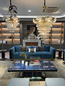 Modern Luxury Italian Style Villa Design Genuine Leather Sofa Solid Wood Furniture Large Size Living Room U-Shape Sponge Filling