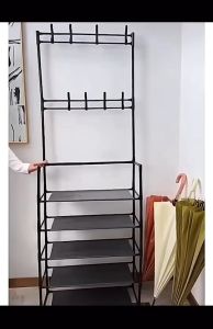 2IN1 ราวแขวนผ้า ตะขอแขวนเสื้อและแขวนหมวก ชั้นวางผ้า non woven กันน้ำ 4/5 ชั้น พร้อมส่ง