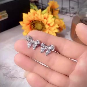 Huitan Romantic Bowknot Women Stud Earrings Full Paved Shiny Crystal Zircon Delicate Accessories Fashion Earrings Jewelry