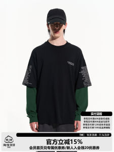 BLINDNOPLAN Color Block Long Sleeve T-Shirt Overhead Print Loose Fit Geometric Pattern Mens Sweatshirt Autumn Collection