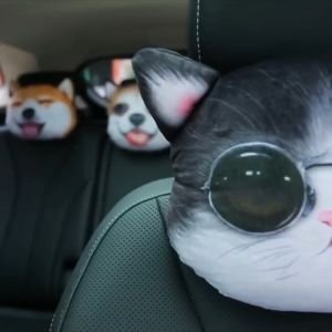 Sandaran Kepala Mobil 3D Lucu Kartun - Headrest Mobil 3D Lucu dengan Motif Hewan Peliharaan