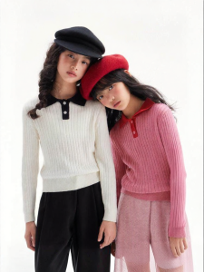LOVESASAKIDS | Antibacterial No-Pressure Polo Collar Girls Sweater