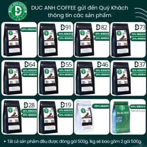 [SALE MẠNH] Gói 500g Cà phê rang mộc DUC ANH COFFEE đầy đủ tỉ lệ robusta và arabica - cafe hạt pha máy - cà phê pha phin - cà phê nguyên chất - Cà phê Đức Anh chuyên về cà phê rang mộc nguyên chất