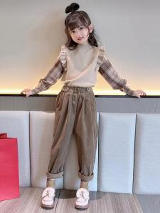 Girls Spring Autumn Fashionable Patchwork Two-Piece Set Casual Style Childrens Clothing Comfortable Material Easy to Wear