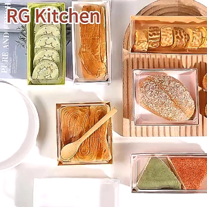 10PCS Kraft Sushi Tray Sandwich Box Pastry Dessert Box Sandwich Clear Lid Container Cake Box