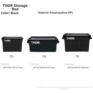 Thor Large Capacity Plastic Storage Box Clothes Organizer for Home Car Underbed Garage Cover Included Moving Handle Included