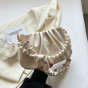 Fashionable Folded Womens Crossbody Bag Single Shoulder Handbag Stylish Design Korean Style Pure Color Gradient Pattern