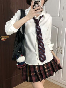 Loose Long Sleeve White Shirt Basic Style Inner Wear Short Sleeve School Uniform Anti-Wrinkle Womens Top Polyester Fiber