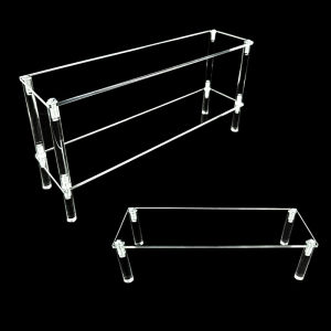 แนวตั้งอะคริลิค Risers ขาตั้งจอแสดงผลน้ําหอม Organizer ชั้นวาง & อเนกประสงค์ Cupcake Stand Holder สําหรับตัวเลขขนมหวาน