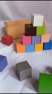 Kubus Kayu 3x3 cm Isi 20 Beserta Kotak Penyimpanan Balok Kayu Mainan Balok Susun