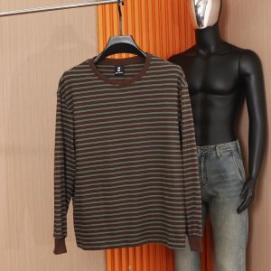 Designer Line! New Autumn Winter Couple Style T-Shirts Womens Ribbed Striped Base Shirt Trendy Cotton Long Sleeve round Neck