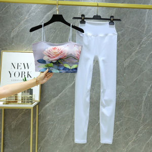 Premium Printed Yoga Fitness Womens Set Summer Professional Pilates Tank Top And Sculpting Pants Sports Wear Nylon Fabric