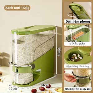 ASCOR | Hộp Đựng Gạo Chống Thấm Khí Chống Mốc Chống Ẩm Kiểu Nhấn