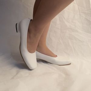HEELS 3cm Big size 35 - 45 Sepatu Putih Cewek Formal | Pantofel Guru Hak Tebal