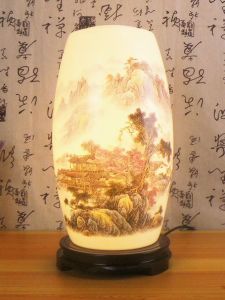 Jingdezhen Egg-Shell Porcelain Ceramic Lamps Blue and White Porcelain Living Room Bedroom Study Bedside Wedding Lotus Classical Chinese Table Lamp