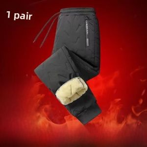 Thickened Fleece Boys Winter Trousers Windproof Cotton Pants Lamb Velvet Cold Proof Warm Snowproof Elastic Waist Long Polyester Fiber