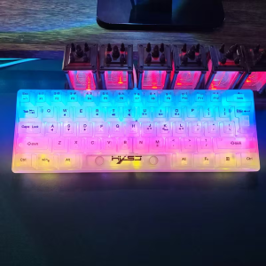 HXSJ | Bàn Phím Chơi Game Có Đèn Nền RGB 61 Phím Thiết Kế Công Thái Học Trong Suốt Hoàn Toàn Thiết Kế Công Thái Học Siêu Nhỏ Gọn 60% Mini Wired Film Ke Máy Tính Để bàn/Laptop Di Động Tương Thích