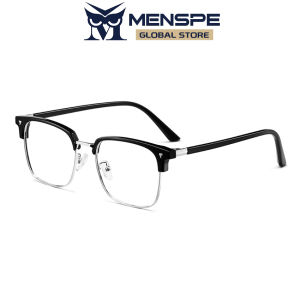 MENSPE Men TR90 Non-Prescription Glasses Anti Blue Light Flat Mirror Eyewear Can Be Paired With Myopia Gasses Half Frame Design Outdoor Travel Men Trendy